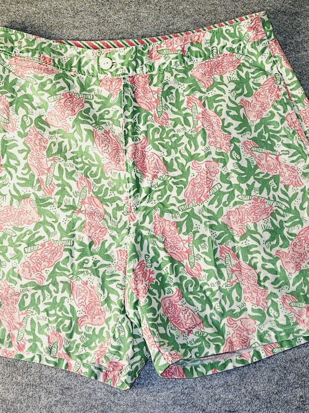 Lilly Pulitzer Callahan Shorts Size 8 Pink Cockatoo Parrot Tropical Cotton Short